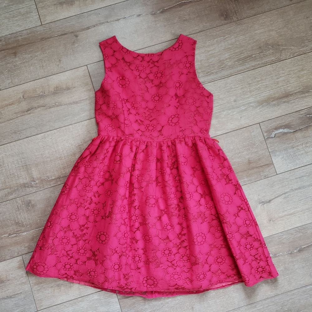 [Rise] Red Floral Lace Fit & Flare Skater Dress